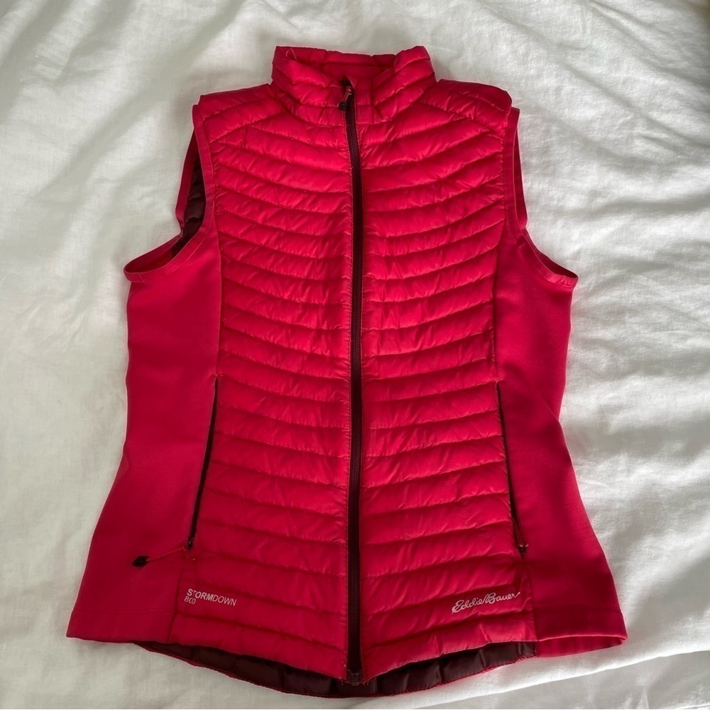 Eddie Bauer XS First Ascent Stormdown 800 Puffer Vest Womens Red Goose Down